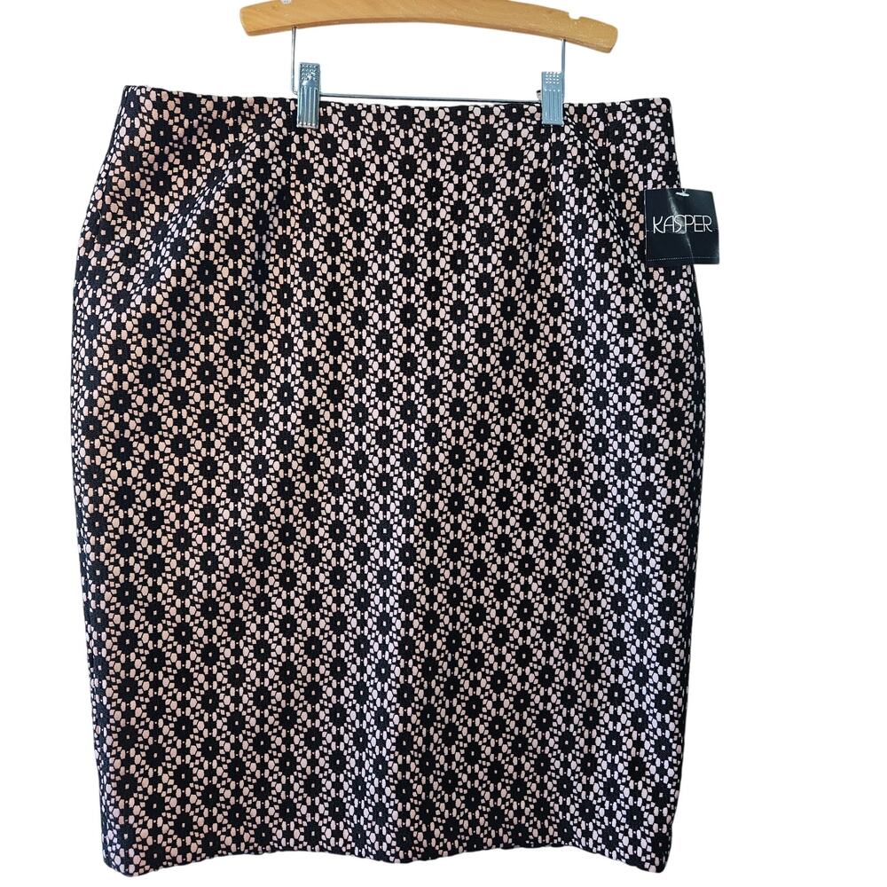 Kasper Pink Black Embroidered Floral Midi Skirt Size 12 NWT Career Cottage Retro